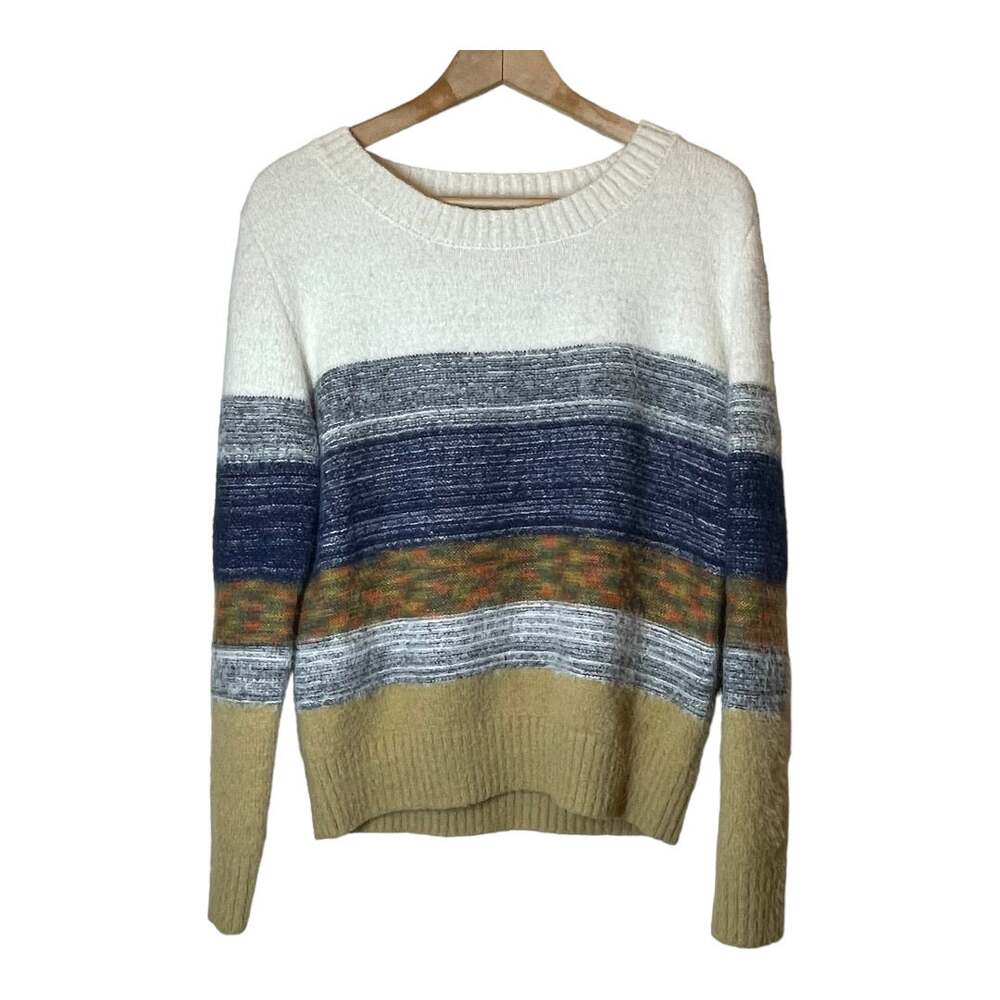 Fate Formosa Color Block Striped Sweater Small Womens Neutral Preppy Boho